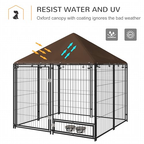 Outdoor Dog Kennel Playpen with Canopy 141 x 141 x 151 cm