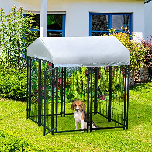 PawHut Metal Dog Kennel with UV Canopy, Small/Medium
