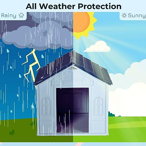 Large Waterproof Plastic Dog House for Indoor/Outdoor Use