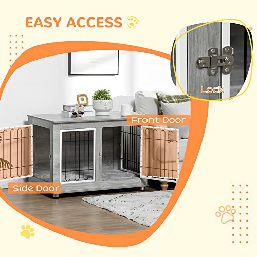 PawHut Large Indoor Dog Crate End Table, Wire Mesh