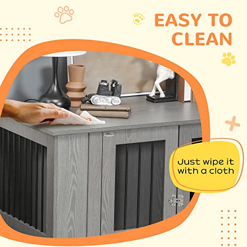 PawHut Grey Dog Crate Kennel End Table, XL