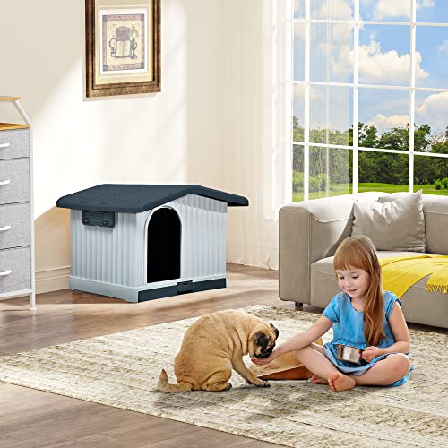 YITAHOME Large Plastic Dog House, Indoor Outdoor Kennel