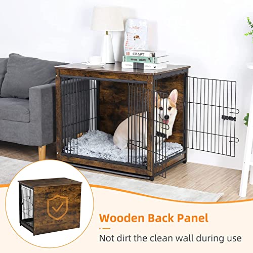 BingoPaw 38" Wooden Dog Crate Furniture: Indoor Pet Kennel