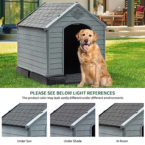 YITAHOME Large Plastic Dog House Kennel, UV-Resistant, Sturdy