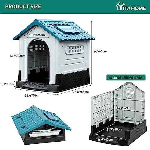 YITAHOME Blue Plastic Dog Kennel for Indoor/Outdoor Use