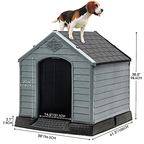 YITAHOME Large Plastic Dog House Kennel, UV-Resistant, Sturdy