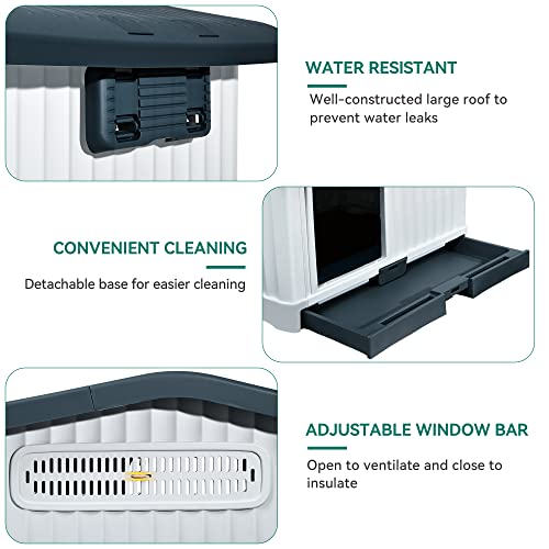 YITAHOME Large Plastic Dog House, Indoor Outdoor Kennel