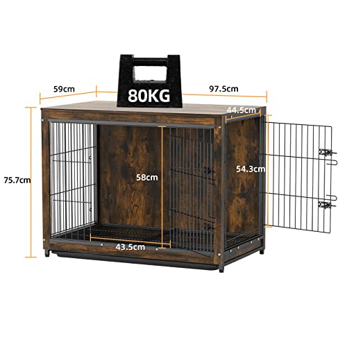 BingoPaw 38" Wooden Dog Crate Furniture: Indoor Pet Kennel