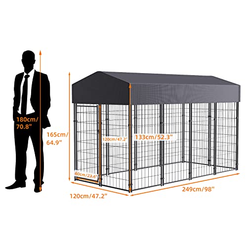 XL Outdoor Dog Kennel: Heavy Duty Pet House/Wire Cage with Canopy Roof