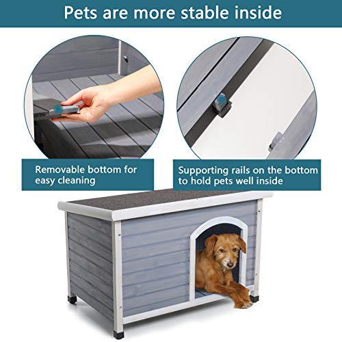 Petsfit Insulated Wooden Dog House with Pitched Roof