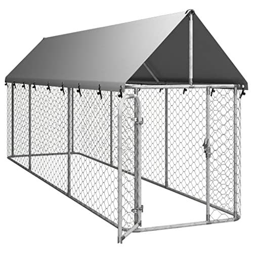vidaXL Outdoor Dog Kennel with Roof for Patio