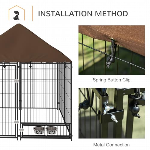 Outdoor Dog Kennel Playpen with Canopy 141 x 141 x 151 cm