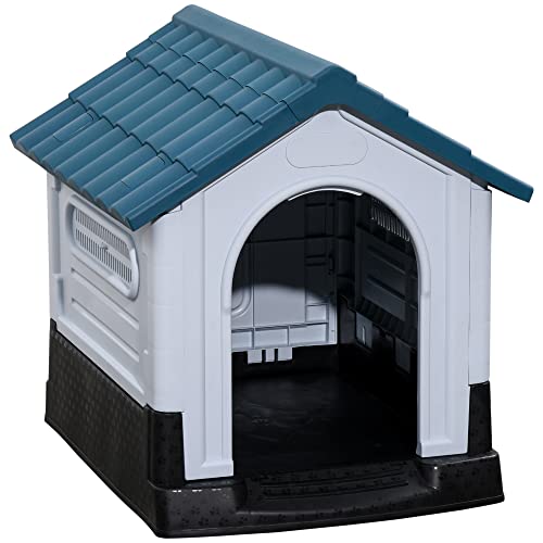 Outdoor Plastic Dog House for Miniature Dogs - Blue