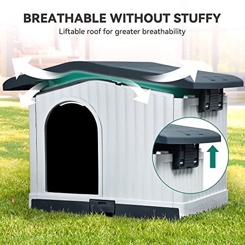 YITAHOME Large Plastic Dog House, Indoor Outdoor Kennel