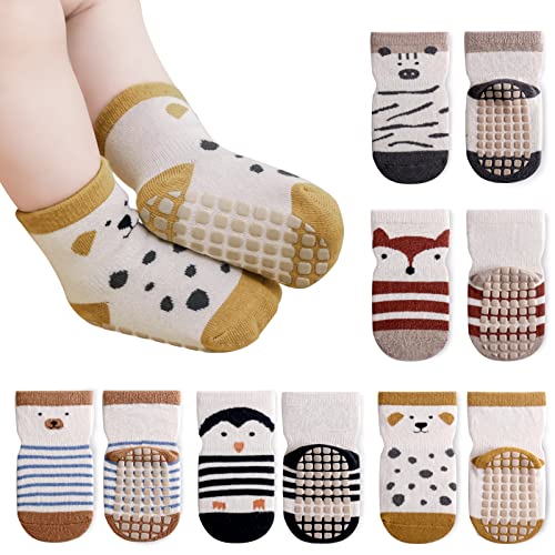 Auranso Baby Non-Slip Grip Socks with Cute Designs