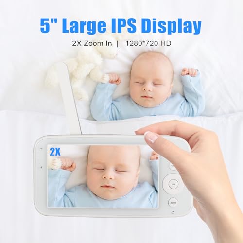 Hakaug 5.0" 720P Baby Monitor with 1080P Camera