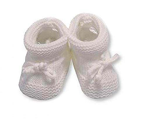 Nursery Time Knitted Tie Up Baby Booties Blue Grey Pink Grey