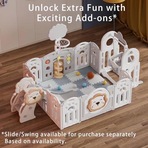 Adventure Lion Baby Playpen with Play Mats and Activity Panel