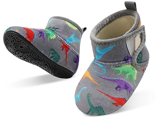 Grey Dinosaur Baby House Boots for Winter Warmth