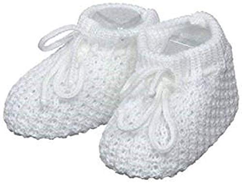 Knitted White Newborn Baby Booties Size 0-3 Months