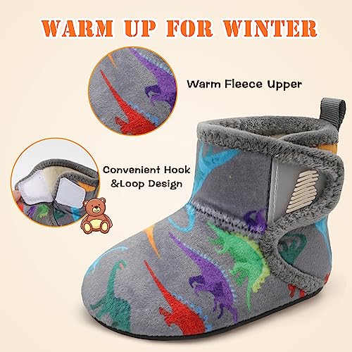 Grey Dinosaur Baby House Boots for Winter Warmth