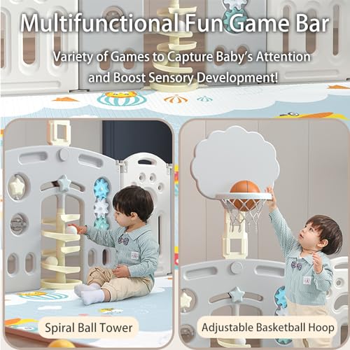 Adventure Lion Baby Playpen with Play Mats and Activity Panel