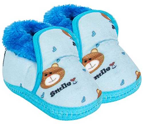 Light Blue Velvet Booties for 6-9 Months Baby Boys/Girls