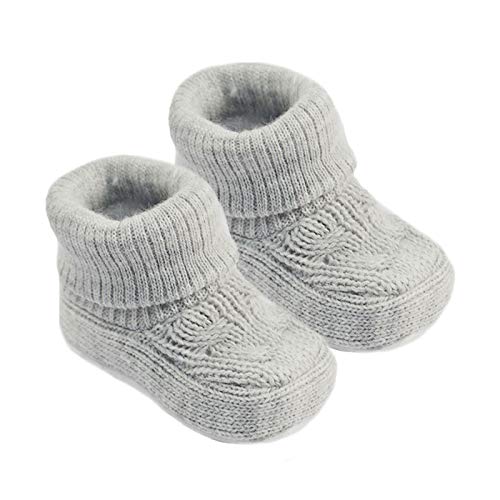 Grey Knitted Angel Kid Baby Booties for NB-3 Months