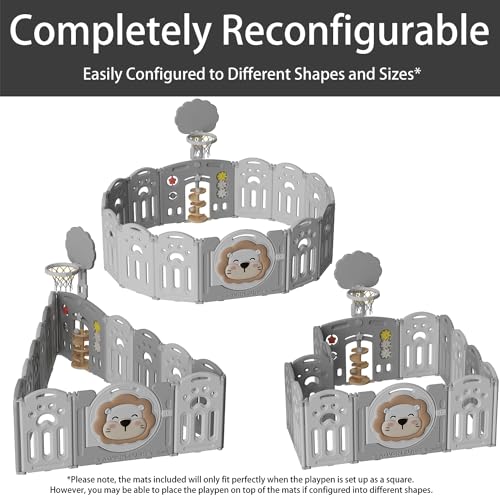 Adventure Lion Baby Playpen with Play Mats and Activity Panel