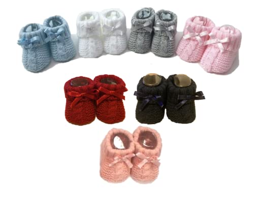 Cute Acrylic Knitted Booties for Newborns - Pink