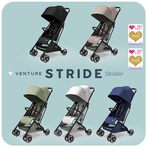Venture Stride Lightweight Stroller - One-Hand Fold - Compact & Portable - Safety Certified (Black)
