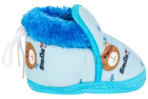 Light Blue Velvet Booties for 6-9 Months Baby Boys/Girls