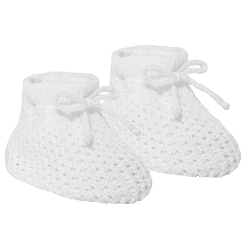 2 Pairs Grey & White Knitted Booties for Newborns