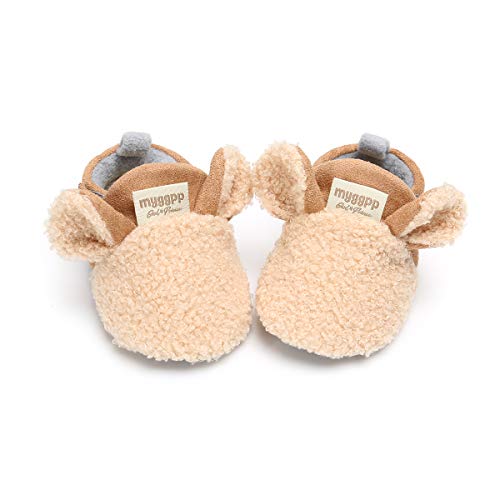 Khaki Anti-Slip Soft Sole Booties for Baby Boys & Girls (12-18 Months)