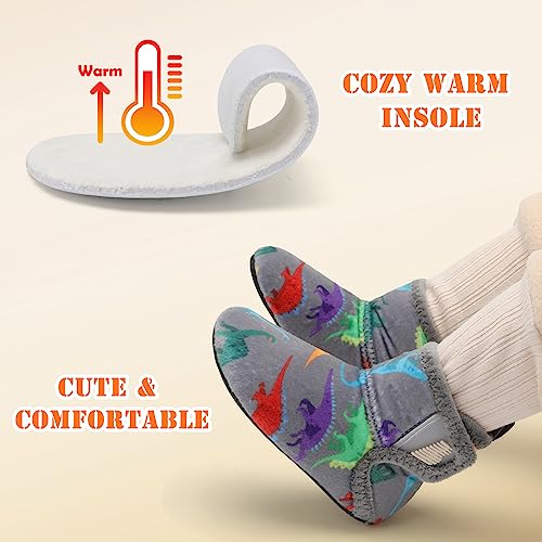 Grey Dinosaur Baby House Boots for Winter Warmth