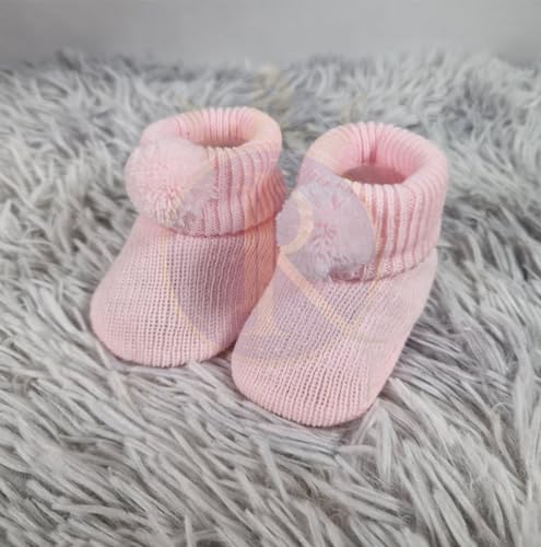Royal Icon Soft Pom Pom Booties for Newborns