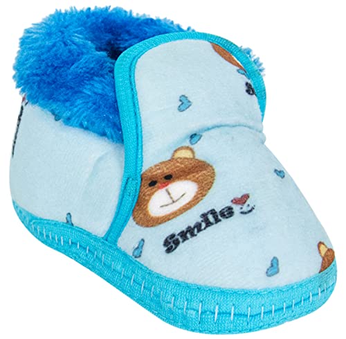 Light Blue Velvet Booties for 6-9 Months Baby Boys/Girls