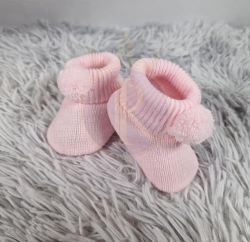 Royal Icon Soft Pom Pom Booties for Newborns