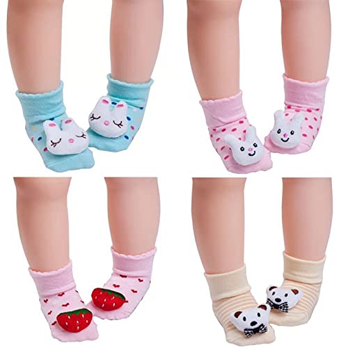6 Pairs Girls 3D Cartoon Anti-Skid Booties Socks