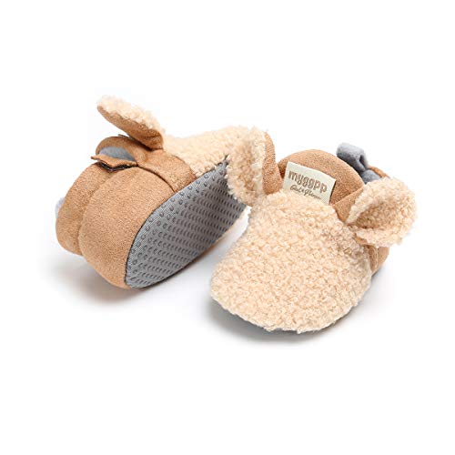 Khaki Anti-Slip Soft Sole Booties for Baby Boys & Girls (12-18 Months)