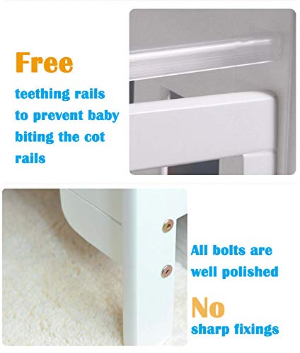 MCC Grey Wooden Baby Cot Bed with Rollaway Drawer