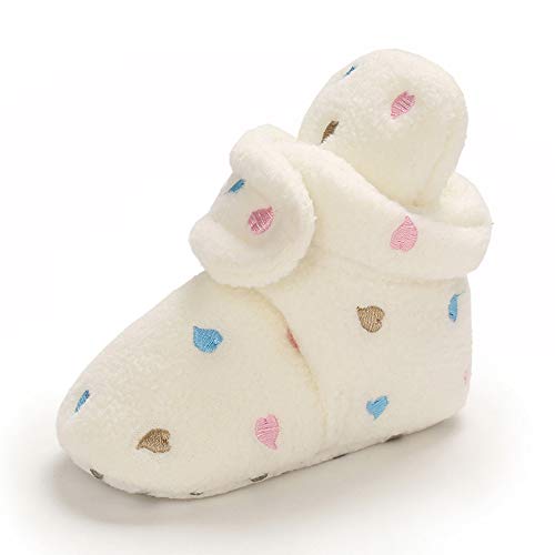 White Winter Baby Booties Shoes for Girls - Size 2 UK 0-6 Months