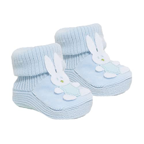 Sky Blue Soft Bunny Baby Booties for 0-3 Months