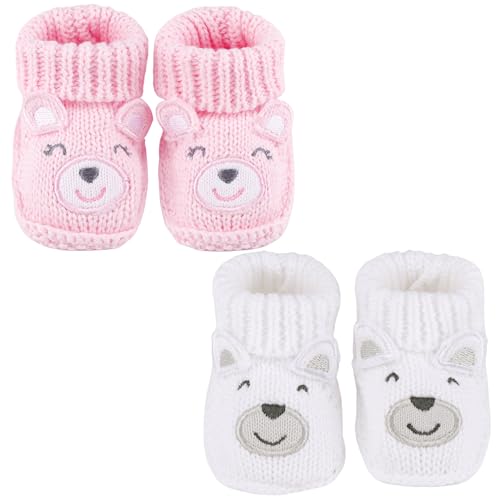 LACOFIA 2 Pairs Soft Knitted Baby Booties 0-3 Months