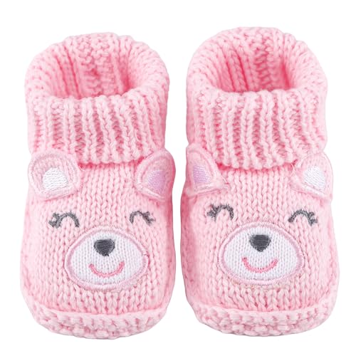 LACOFIA 2 Pairs Soft Knitted Baby Booties 0-3 Months