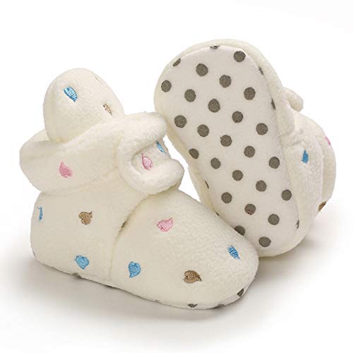 White Winter Baby Booties Shoes for Girls - Size 2 UK 0-6 Months