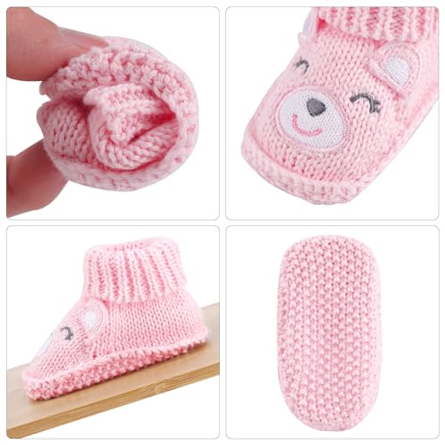 LACOFIA 2 Pairs Soft Knitted Baby Booties 0-3 Months