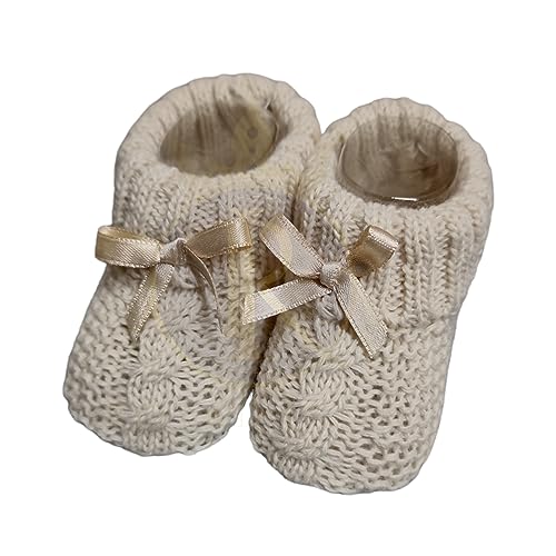 Royal Icon Newborn Baby Booties with Bow - Coffee