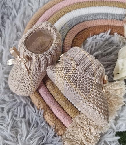 Royal Icon Newborn Baby Booties with Bow - Coffee