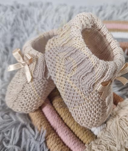 Royal Icon Newborn Baby Booties with Bow - Coffee